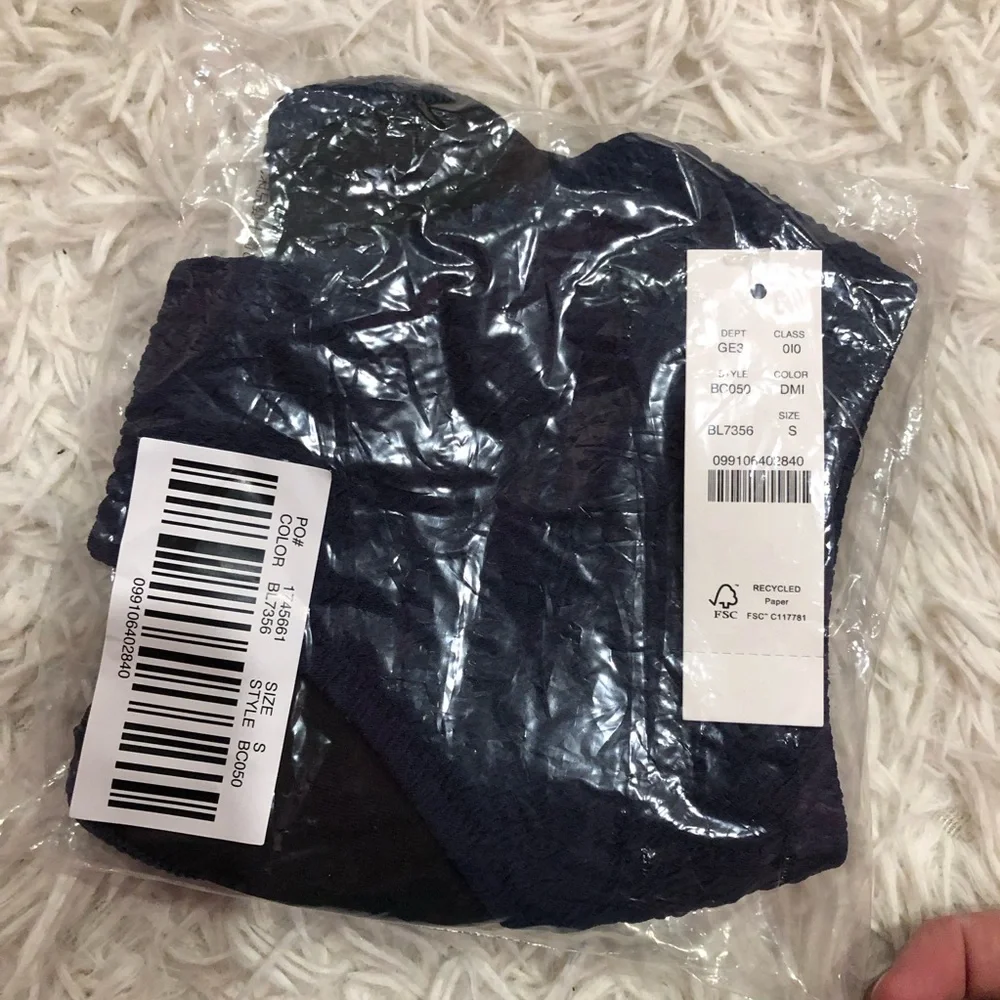 J Crew‎ Textured Curved Waist Cheeky Bikini Bottom BC050 Navy Blue